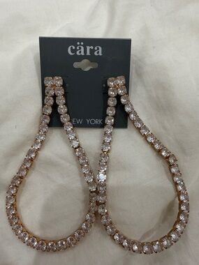 cära New York Crystal Teardrop Hoop Earrings Gold